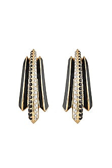 Gold Plated Yellow CZ Stone Enameled Stud Earrings