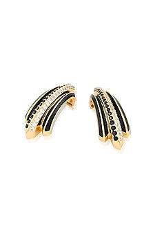 Gold Plated Yellow CZ Stone Enameled Stud Earrings