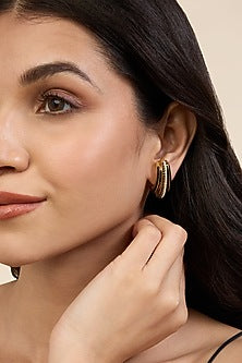 Gold Plated Yellow CZ Stone Enameled Stud Earrings