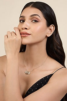 Gold Plated CZ Stone Eyelet Pendant Necklace