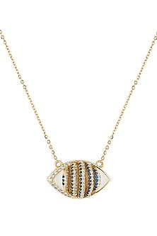 Gold Plated CZ Stone Eyelet Pendant Necklace
