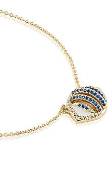 Gold Plated CZ Stone Eyelet Pendant Necklace