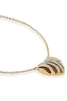 Gold Plated CZ Stone Black Enameled Heartbeat Pendant Necklace