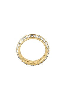 Gold Plated CZ Red Enameled Disco Ring