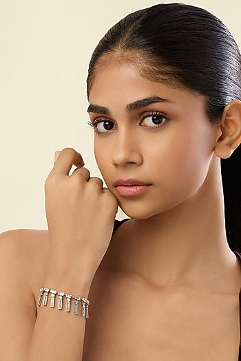 White Rhodium Finish Crystal Zirconia Bracelet