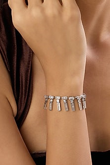 White Rhodium Finish Crystal Zirconia Bracelet
