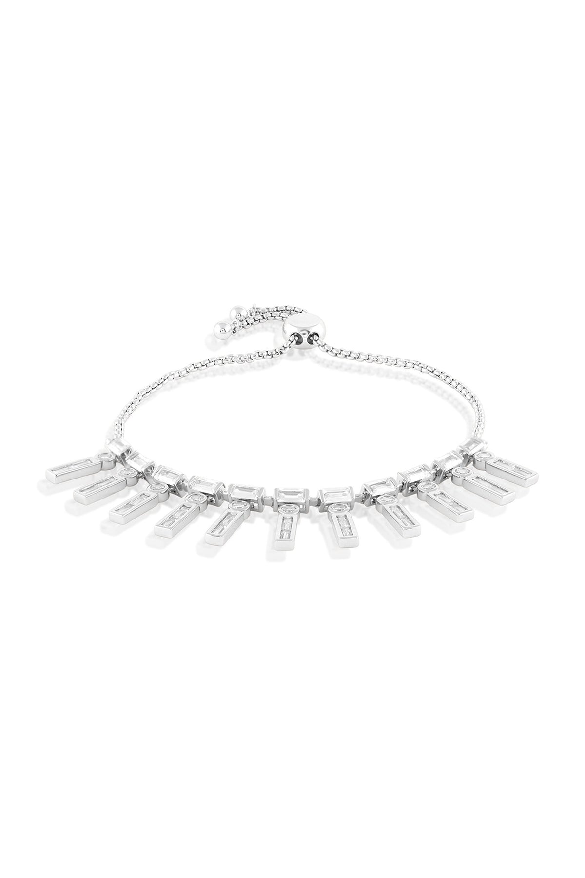 White Rhodium Finish Crystal Zirconia Bracelet