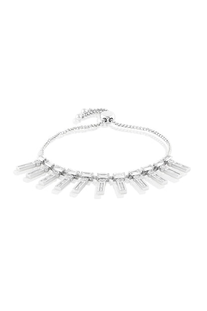 White Rhodium Finish Crystal Zirconia Bracelet