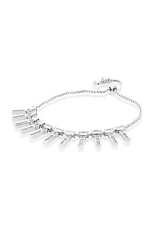 White Rhodium Finish Crystal Zirconia Bracelet