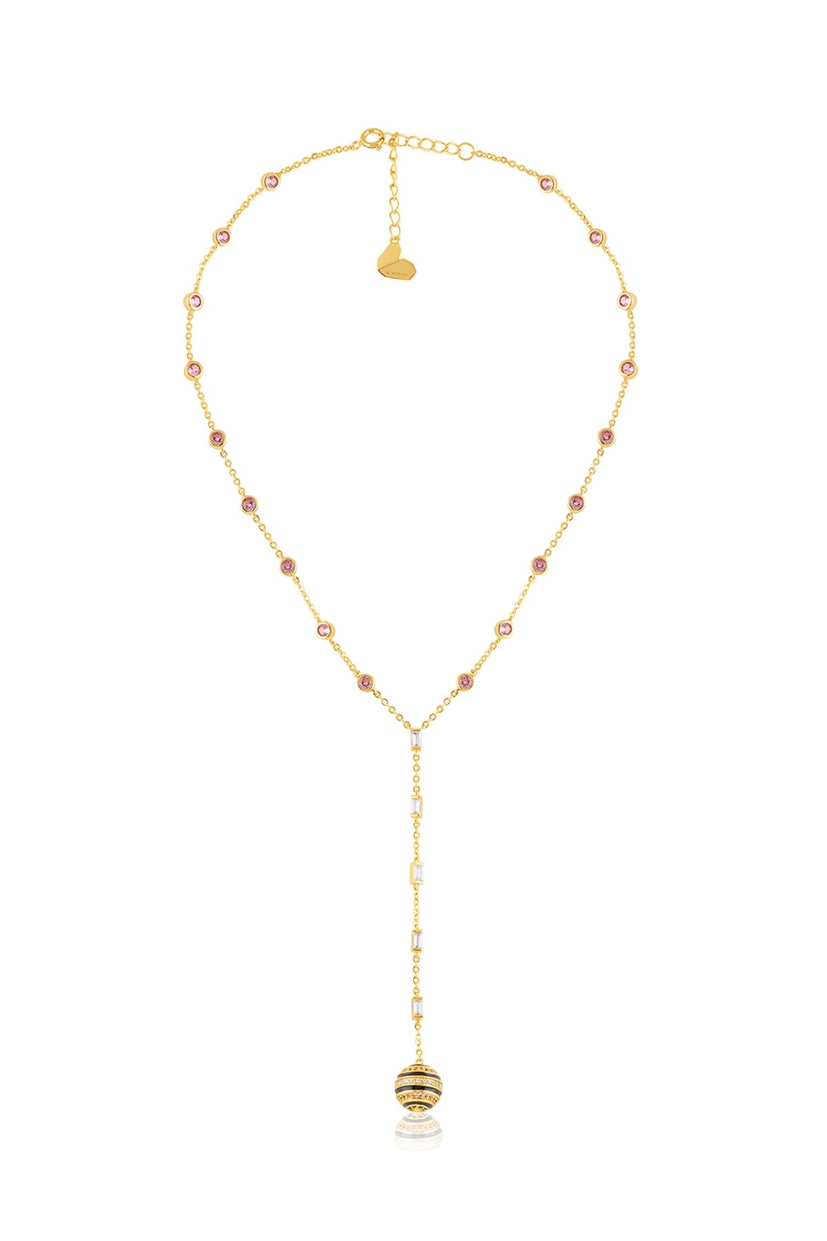 Gold Plated Crystal Zirconia Enameled Y-Necklace
