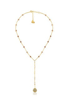 Gold Plated Crystal Zirconia Enameled Y-Necklace