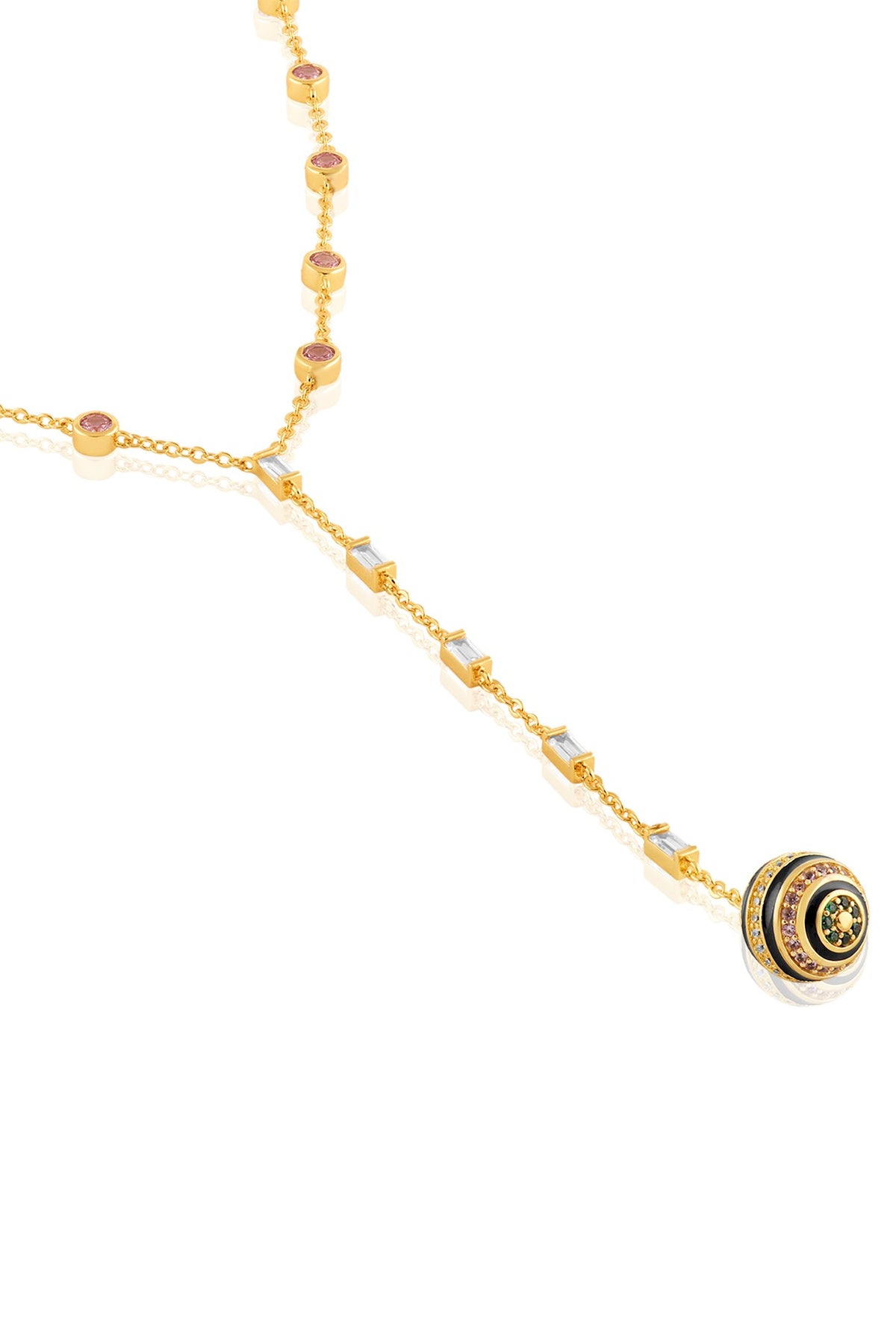 Gold Plated Crystal Zirconia Enameled Y-Necklace