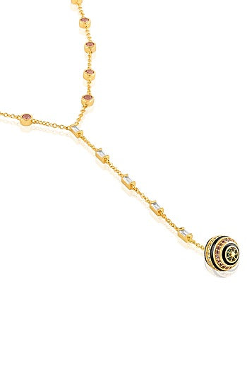 Gold Plated Crystal Zirconia Enameled Y-Necklace