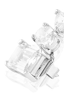 White Rhodium Finish Crystal Zirconia Stud Earrings