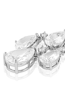 White Rhodium Finish Crystal Zirconia Dangler Earrings