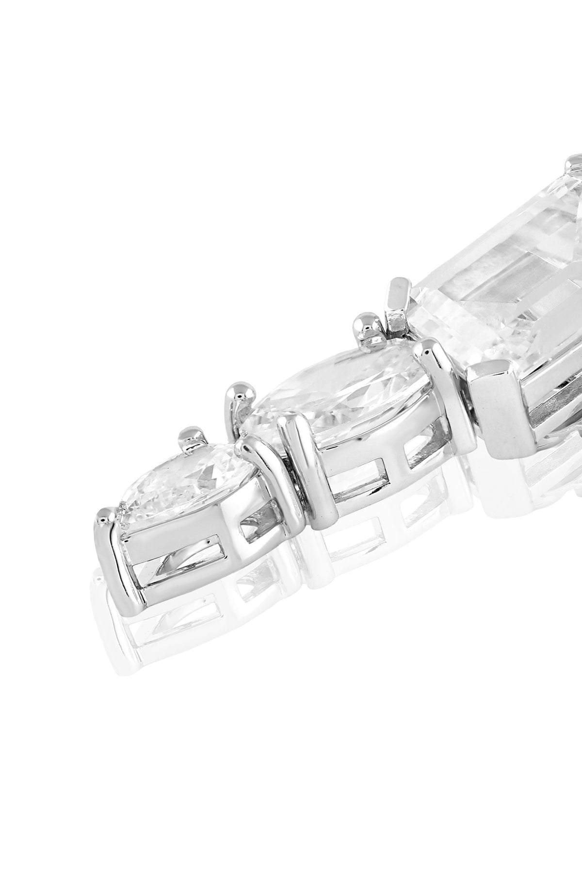 White Rhodium Finish Crystal Zirconia Dangler Earrings