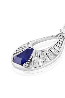 White Rhodium Finish Crystal Zirconia & Sapphire Stone Dangler Earrings