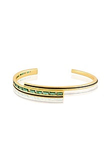 Gold Plated Green Enameled Cuff Bracelet