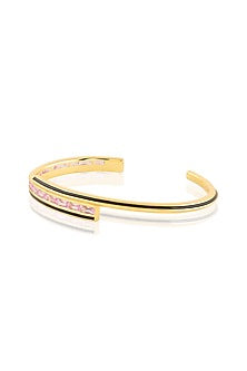 Gold Plated Pink Enameled Cuff Bracelet