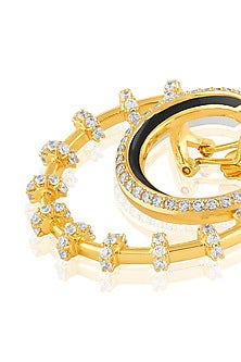Gold Plated Crystal Zirconia Multi-Colored Enameled Hoop Earrings