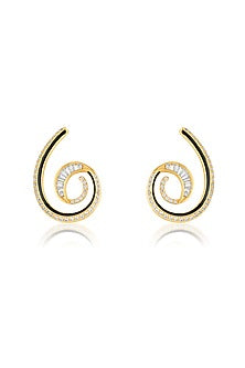 Gold Plated Crystal Zirconia Multi-Colored Enameled Hoop Earrings