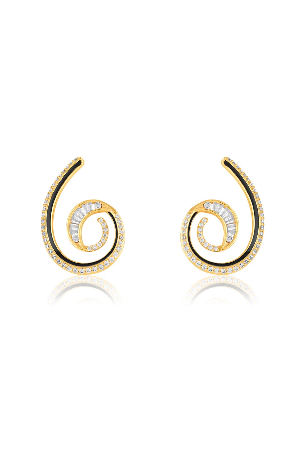 Gold Plated Crystal Zirconia Multi-Colored Enameled Hoop Earrings