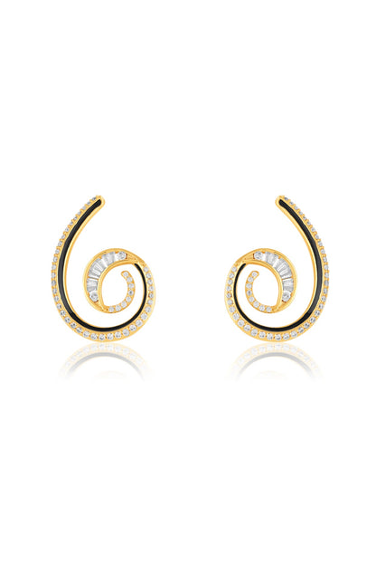 Gold Plated Crystal Zirconia Multi-Colored Enameled Hoop Earrings
