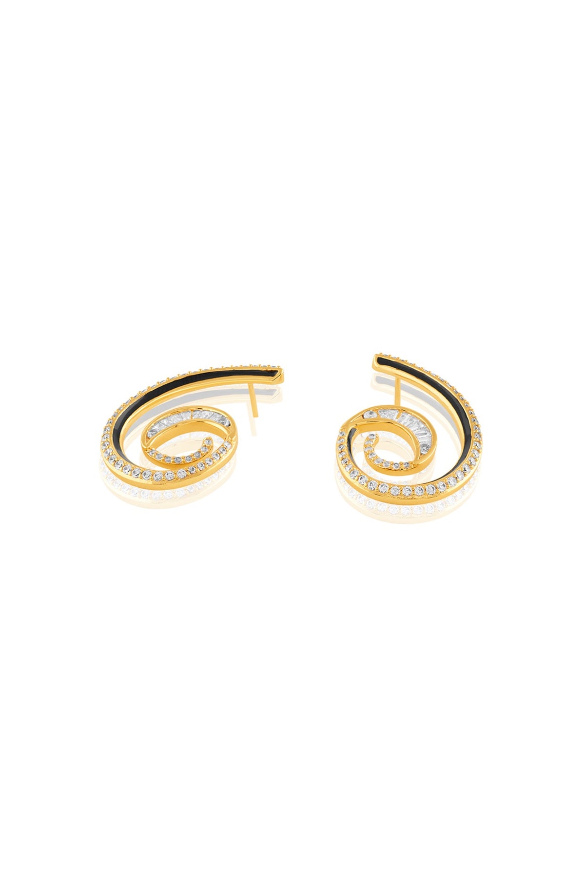 Gold Plated Crystal Zirconia Multi-Colored Enameled Hoop Earrings