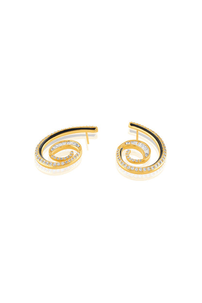 Gold Plated Crystal Zirconia Multi-Colored Enameled Hoop Earrings