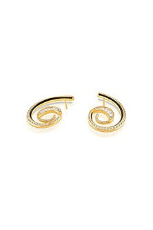 Gold Plated Crystal Zirconia Multi-Colored Enameled Hoop Earrings