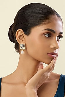 Gold Plated Crystal Zirconia Multi-Colored Enameled Dangler Earrings