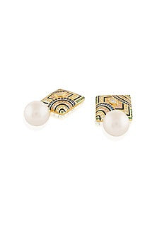 Gold Plated Crystal Zirconia Multi-Colored Enameled Dangler Earrings