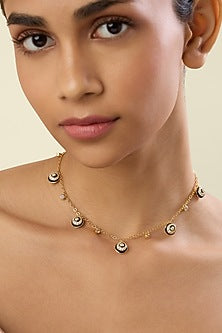 Gold Plated Crystal Zirconia Statement Choker Necklace