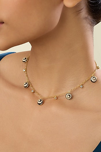 Gold Plated Crystal Zirconia Statement Choker Necklace