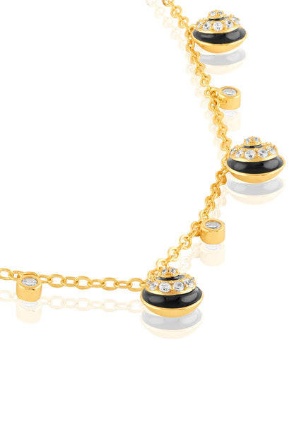 Gold Plated Crystal Zirconia Statement Choker Necklace