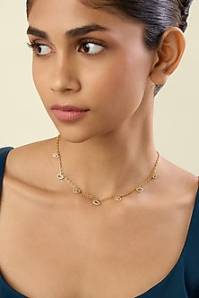 Gold Plated Crystal Zirconia Statement Choker Necklace