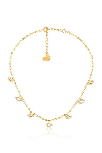 Gold Plated Crystal Zirconia Statement Choker Necklace