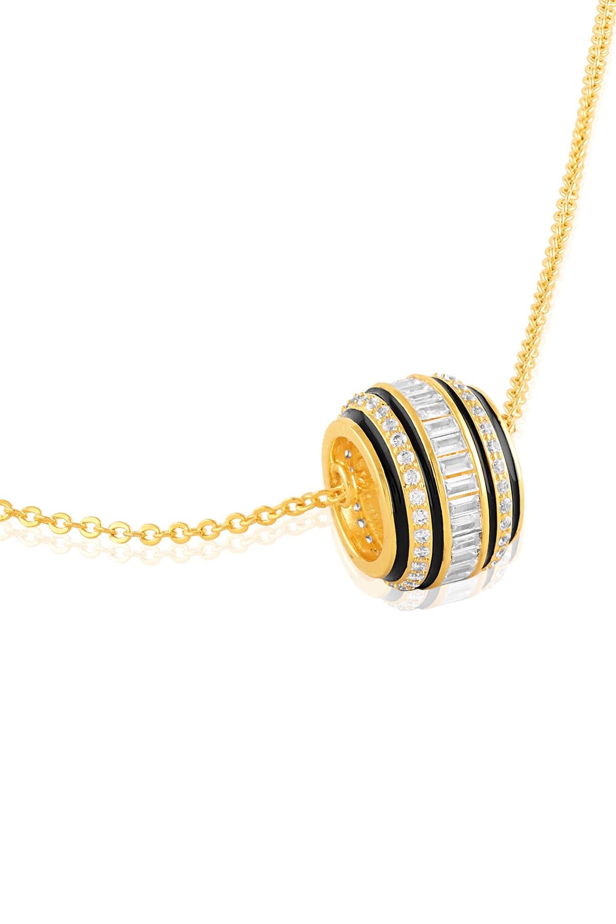 Gold Plated Crystal Zirconia Enameled Pendant Necklace