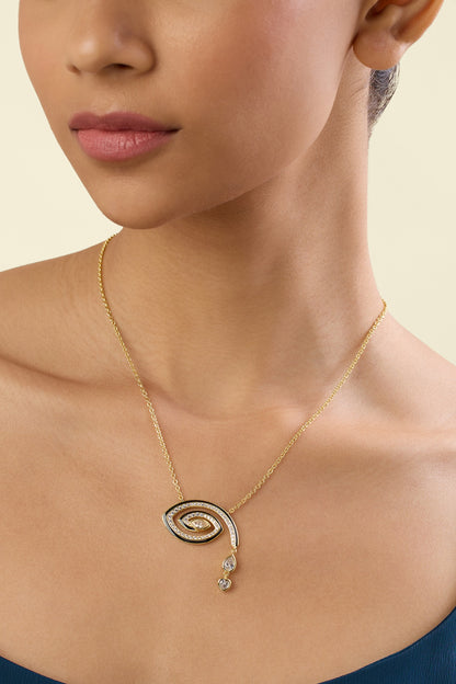 Gold Plated Crystal Zirconia Enameled Intuita Pendant Necklace