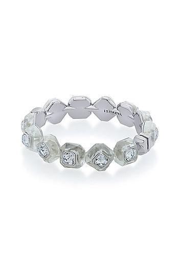 Black Rhodium Finish White Crystal Bangle