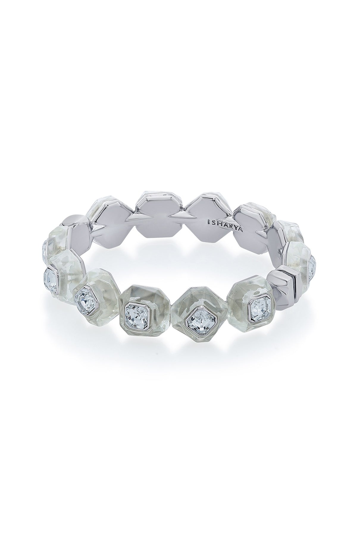 Black Rhodium Finish White Crystal Bangle