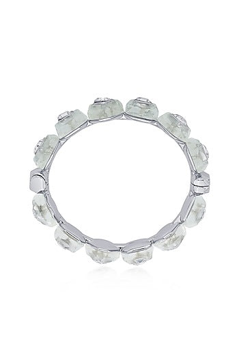 Black Rhodium Finish White Crystal Bangle