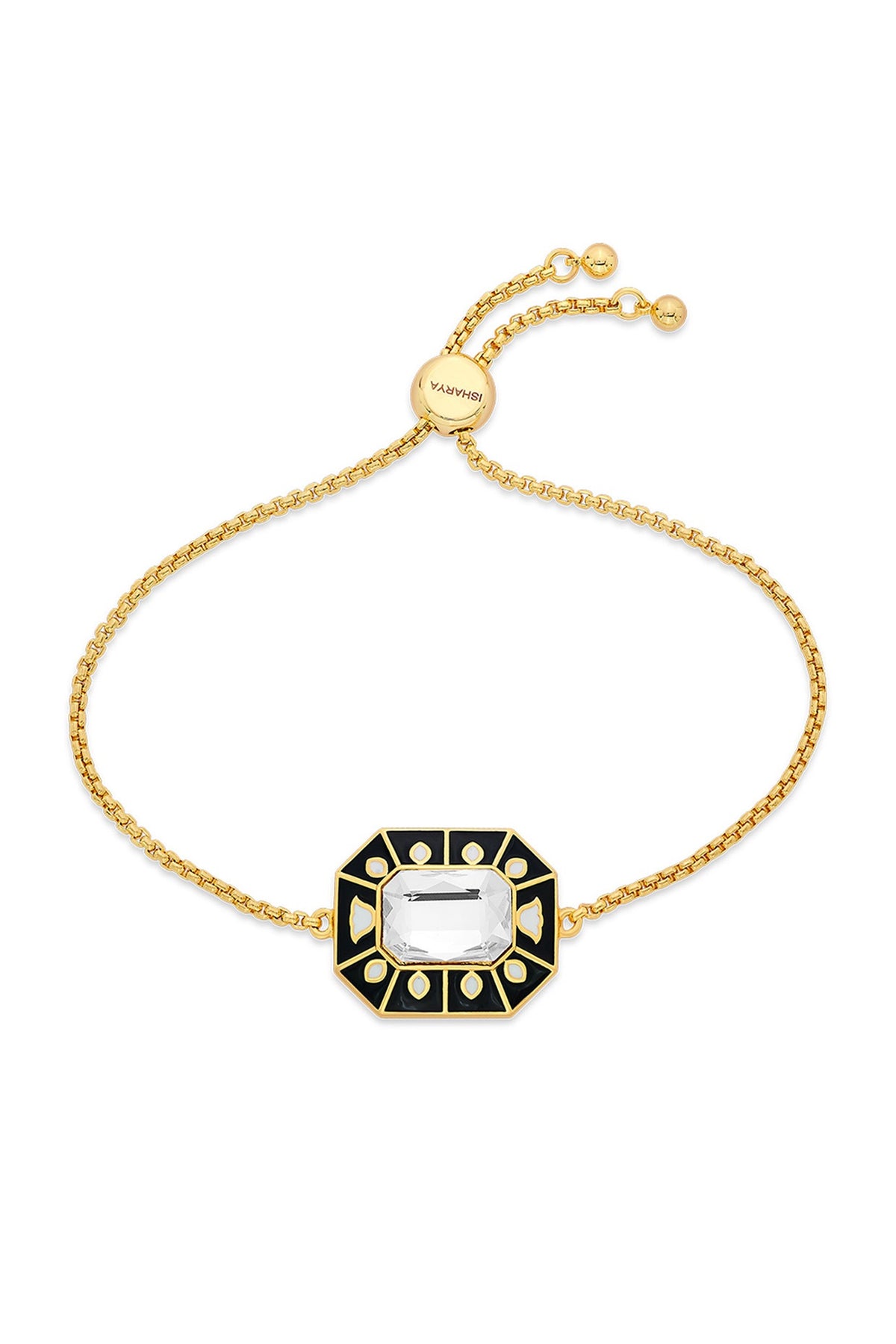 Gold Plated Black Crystal Enameled Bracelet