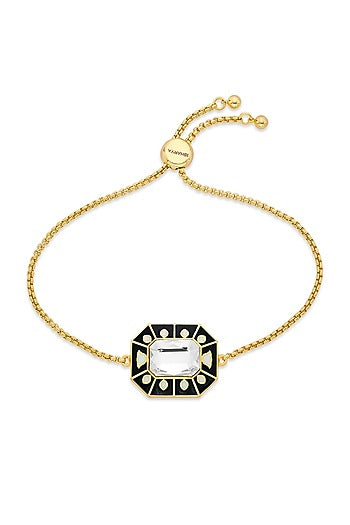 Gold Plated Black Crystal Enameled Bracelet