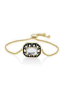 Gold Plated Black Crystal Enameled Bracelet