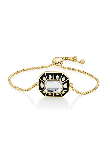 Gold Plated Black Crystal Enameled Bracelet