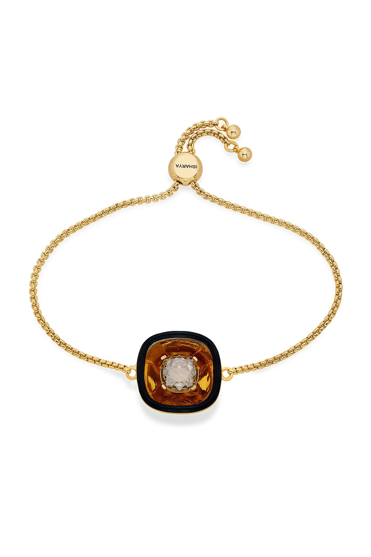 Gold Plated Crystal Wrapped Enameled Bracelet