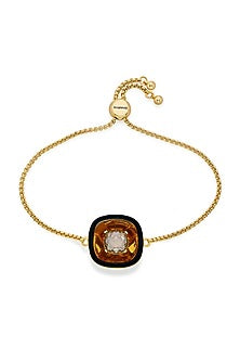 Gold Plated Crystal Wrapped Enameled Bracelet