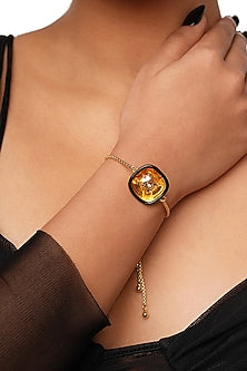 Gold Plated Crystal Wrapped Enameled Bracelet