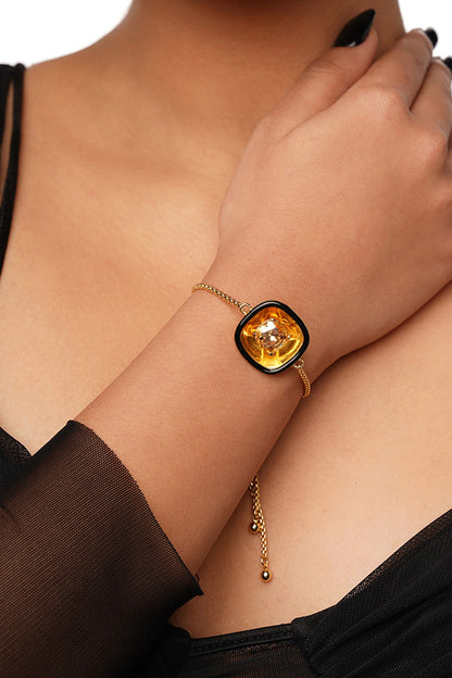 Gold Plated Crystal Wrapped Enameled Bracelet